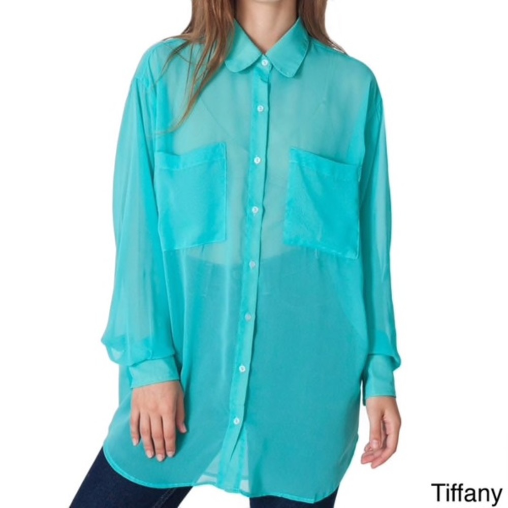 [American Apparel] Chiffon Over sized Button Up